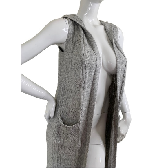 cupcakes & cashmere grey fringe cardigan sweater jacket knitted bohemian sz S SM - Picture 5 of 16